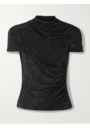 Self-Portrait - Cutout Crystal-embellished Mesh Turtleneck Top - Black - UK 4,UK 6,UK 8,UK 10,UK 12,UK 14,UK 16