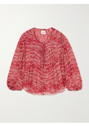 Marant Étoile - Advika Tie-detailed Printed Crepon Blouse - Red - FR 34,FR 36,FR 38,FR 40,FR 42,FR 44