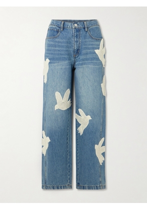 Sea - Payton Crochet-trimmed High-rise Wide-leg Jeans - Blue - US0,US2,US4,US6,US8,US10,US12