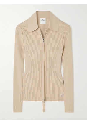 COURREGES - Ribbed-knit Cardigan - Neutrals - x small,small,medium,large,x large