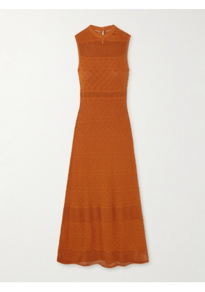 ESCVDO - Frontera Pointelle-knit Cotton Maxi Dress - Orange - x small,small,medium,large,x large