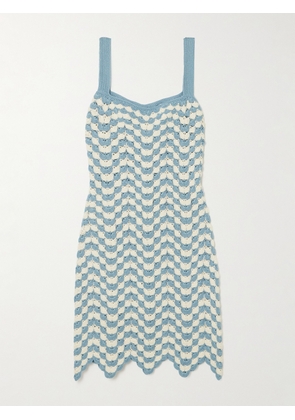 ESCVDO - Marea Crocheted Cotton Mini Dress - Blue - x small,small,medium,large,x large