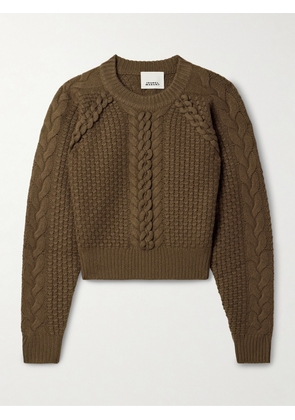 Isabel Marant - Obrero Cropped Cable-knit Merino Wool Sweater - Brown - FR 34,FR 36,FR 38,FR 40,FR 42,FR 44