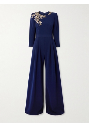 Jenny Packham - Embellished Crepe Jumpsuit - Blue - UK 6,UK 8,UK 10,UK 12,UK 14,UK 16,UK 18,UK 20