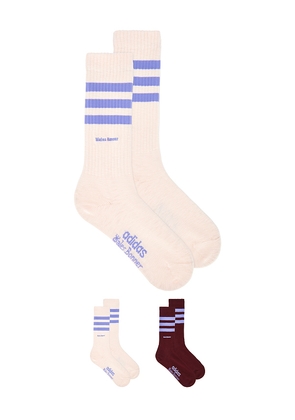adidas by Wales Bonner 3s Sock in Wine,Cream. Size L. Also in M, S, XL/1X.