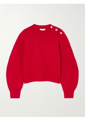 Isabel Marant - Nolly Embellished Ribbed-knit Merino Wool Sweater - Red - FR 34,FR 36,FR 38,FR 40,FR 42,FR 44