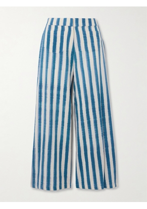 Emporio Sirenuse - Adele Ikat Striped Cotton Wide-leg Pants - Blue - IT36,IT38,IT40,IT42,IT44,IT46,IT48