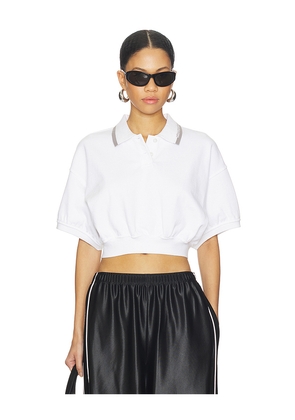 Alexander Wang Relaxed Cropped Polo in White. Size L. Also in XS, S, M.