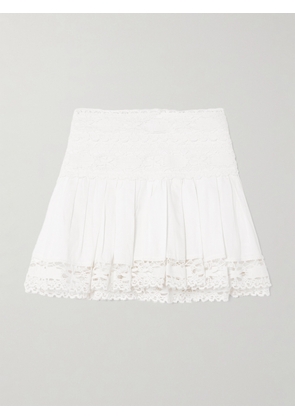 Marant Étoile - Violana Pleated Lace-trimmed Linen And Cotton-blend Mini Skirt - White - FR 34,FR 36,FR 38,FR 40,FR 42,FR 44