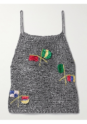 BODE - Promenade Crocheted Satin Tank - Gray - x small,small,medium,large