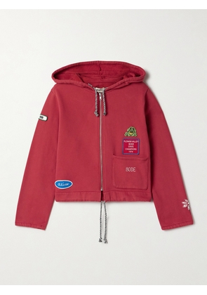 BODE - Camper Appliquéd Cotton-jersey Hoodie - Red - x small,small,medium,large,x large
