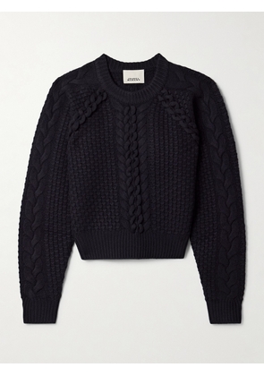 Isabel Marant - Obrero Cropped Cable-knit Merino Wool Sweater - Black - FR 34,FR 36,FR 38,FR 40,FR 42,FR 44