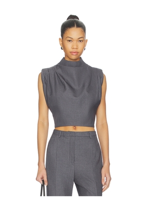 AEXAE Twill Clouched Crop Top in Charcoal. Size L. Also in S, M.