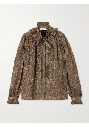 Chloé - Pussy-bow Metallic Chiffon Blouse - Gold - FR 34,FR 36,FR 38,FR 40,FR 42,FR 44,FR 46