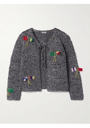 BODE - Promenade Crocheted Satin Cardigan - Gray - x small,small,medium,large