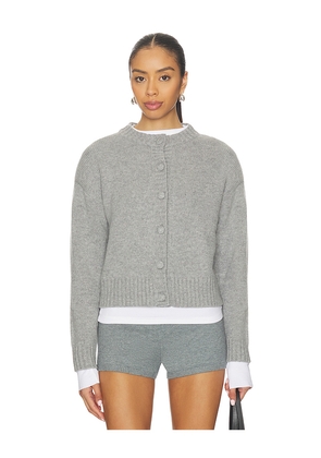 AEXAE Cashmere Cable Padded Cardigan in Grey. Size L. Also in XS, S, M.
