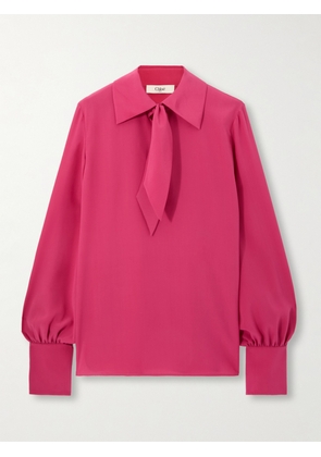 Chloé - Tie-detailed Crepe De Chine Blouse - Pink - FR 34,FR 36,FR 38,FR 40,FR 42,FR 44,FR 46