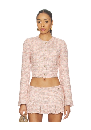 GUIZIO Patch Pocket Crop Jacket in Pink. Size L. Also in XS, M.