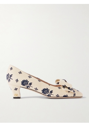 Valentino Garavani - Bowbow 45 Bow-embellished Floral-print Twill Pumps - Cream - IT35,IT36,IT36.5,IT37,IT37.5,IT38,IT38.5,IT39,IT39.5,IT40,IT40.5,IT41,IT41.5,IT42