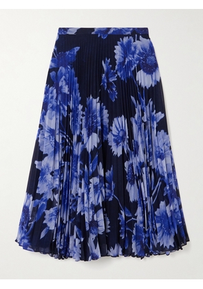 Erdem - Troubridge Floral-print Pleated Silk-voile Midi Skirt - Blue - UK 6,UK 8,UK 10,UK 12,UK 14,UK 16