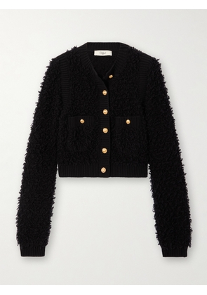 Chloé - Wool And Silk-blend Bouclé Cardigan - Black - x small,small,medium,large,x large