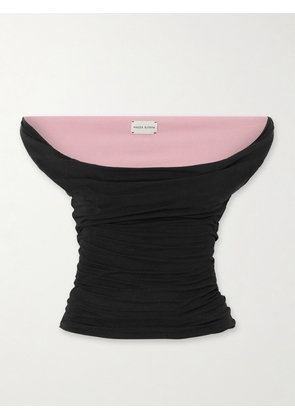 Magda Butrym - Off-the-shoulder Layered Silk-blend Top - Black - FR 34,FR 36,FR 38,FR 40,FR 42
