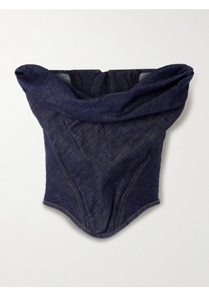 Magda Butrym - Strapless Cropped Denim Bustier Top - Blue - FR 34,FR 36,FR 38,FR 40,FR 42