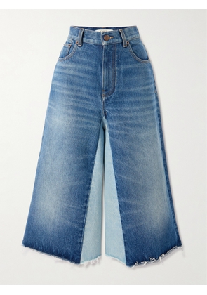 Chloé - Frayed Patchwork Denim Wide-leg Culottes - Blue - FR 34,FR 36,FR 38,FR 40,FR 42,FR 44