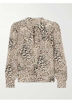 Alessandra Rich - Ruffled Leopard-print Silk Crepe De Chine Blouse - Animal print - IT36,IT38,IT40,IT42,IT44,IT46