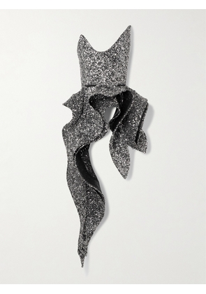 Maticevski - Indiscreet Wave Strapless Asymmetric Ruffled Sequined Tulle Top - Silver - UK 6,UK 8,UK 10,UK 12,UK 14,UK 16