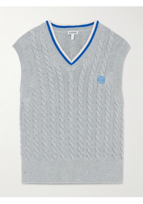 LOEWE - Striped Cable-knit Cotton-blend Vest - Purple - x small,small,medium,large