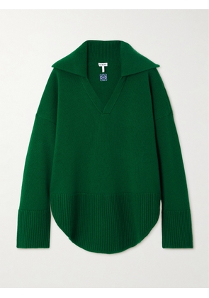 LOEWE - Asymmetric Cashmere Polo Sweater - Green - x small,small,medium,large