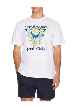 Casablanca Tennis Club Icon Classic T-Shirt in White. Size L. Also in S, XL/1X, XXL/2X.