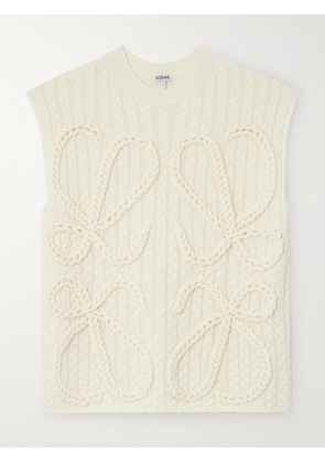 LOEWE - Anagram Cable-knit Wool Vest - Ivory - x small,small,medium,large