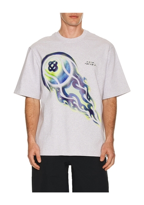 Casablanca Flaming Tennis Ball Oversized T-Shirt in Grey. Size L. Also in S, M, XL/1X, XXL/2X.