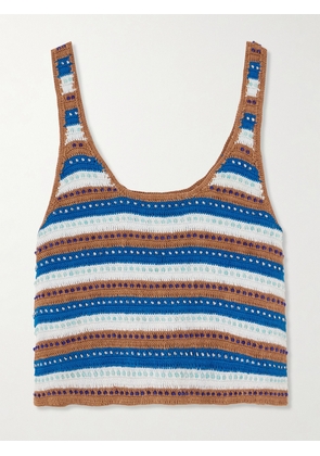 ALIX OF BOHEMIA - Tina Lowtide Embellished Striped Crocheted Cotton Tank - Blue - x small,small,medium,large,x large