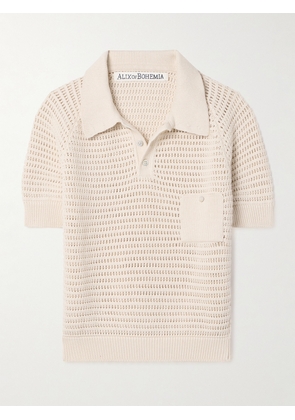 ALIX OF BOHEMIA - Lessi Crocheted Cotton Polo Shirt - Cream - x small,small,medium,large,x large