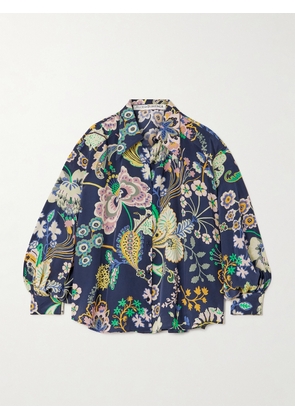 ALIX OF BOHEMIA - Emery Printed Silk Crepe De Chine Shirt - Blue - x small,small,medium,large,x large