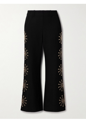 ALIX OF BOHEMIA - Charlie Casino Studded Wool-twill Flared Pants - Black - x small,small,medium