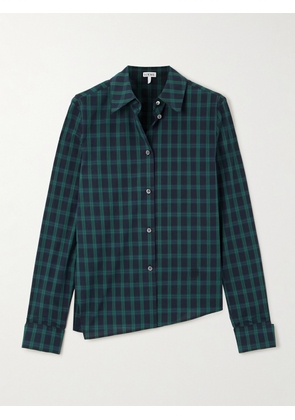 LOEWE - Asymmetric Checked Cotton-poplin Shirt - Blue - FR 32,FR 34,FR 36,FR 38,FR 40,FR 42,FR 44