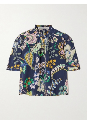 ALIX OF BOHEMIA - Winn Cropped Printed Silk Crepe De Chine Shirt - Blue - x small,small,medium,large,x large