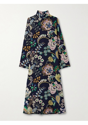ALIX OF BOHEMIA - Nia Floral-print Silk Midi Dress - Blue - x small,small,medium,large,x large