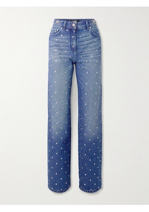 Versace - Crystal-embellished Mid-rise Straight-leg Jeans - Blue - 25,26,27,28,29,30,31