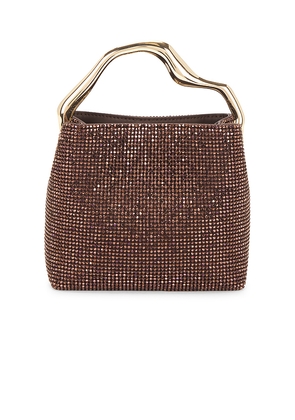 Cult Gaia Solene Mini Top Handle Bag in Metallic Gold.