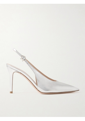 Gianvito Rossi - Robbie Metallic Leather Slingback Pumps - Silver - IT35,IT35.5,IT36,IT36.5,IT37,IT37.5,IT38,IT38.5,IT39,IT39.5,IT40,IT40.5,IT41,IT41.5,IT42