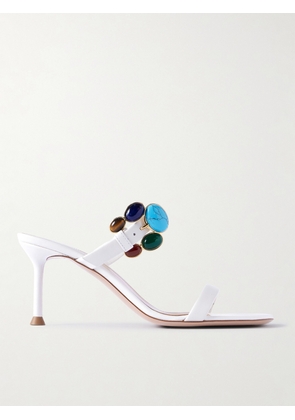 Gianvito Rossi - 70 Embellished Leather Sandals - White - IT35,IT35.5,IT36,IT36.5,IT37,IT37.5,IT38,IT38.5,IT39,IT39.5,IT40,IT40.5,IT41,IT41.5,IT42