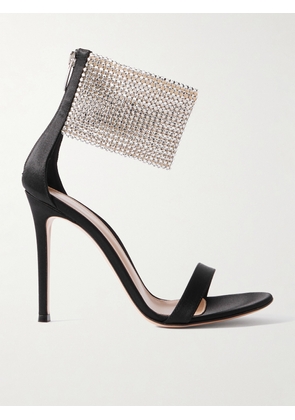Gianvito Rossi - Crystal-embellished Satin Sandals - Black - IT36,IT36.5,IT37,IT37.5,IT38,IT38.5,IT39,IT39.5,IT40,IT40.5,IT41,IT42