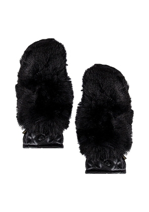 Goldbergh Hill Faux Fur Mittens in Black. Size 6.5. Also in 7, 7.5, 8.