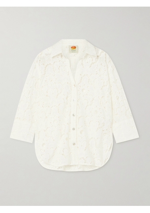 Farm Rio - Broderie Anglaise Cotton Shirt - White - xx small,x small,small,medium,large,x large