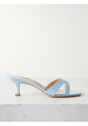 Manolo Blahnik - Callamu 50 Patent-leather Mules - Blue - IT36,IT36.5,IT37,IT37.5,IT38,IT38.5,IT39,IT39.5,IT40,IT40.5,IT41,IT41.5,IT42